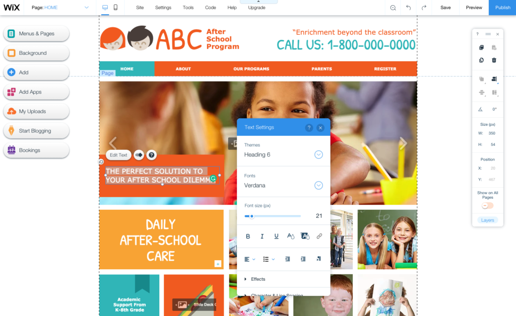 editing a home daycare website