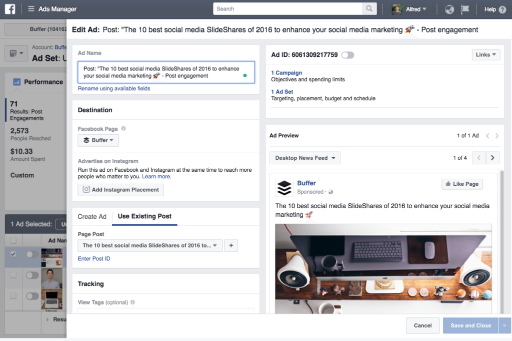 Facebook ad editor for home daycares.