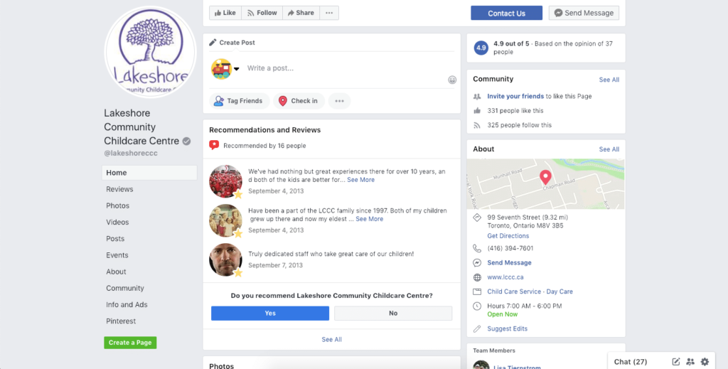 Home daycare facebook business page example.