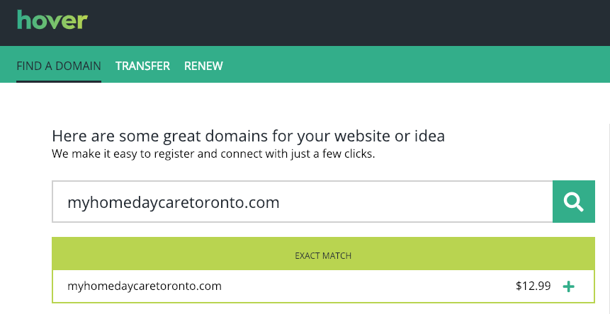 Finding a domain name for a home daycare center.