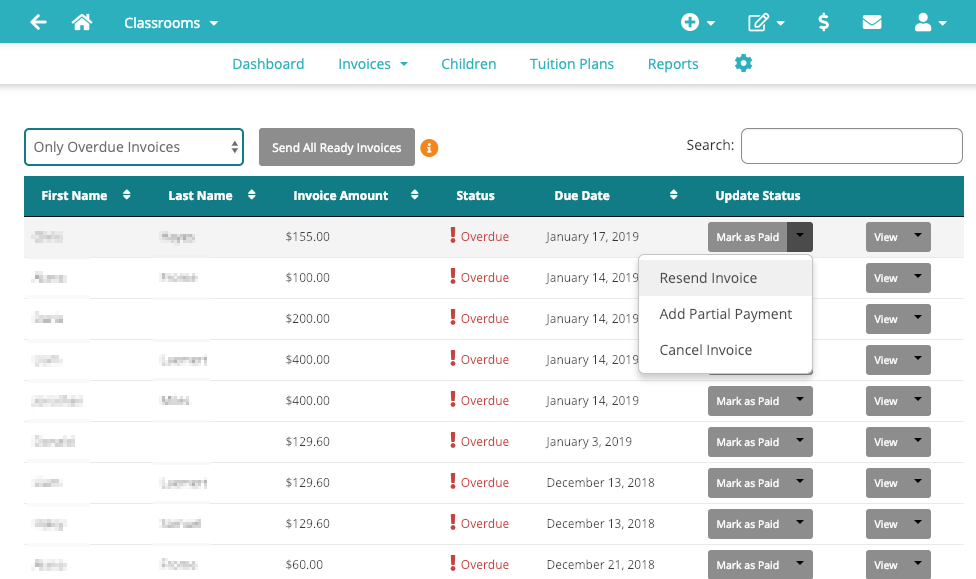 managing billing and payments for a home daycare