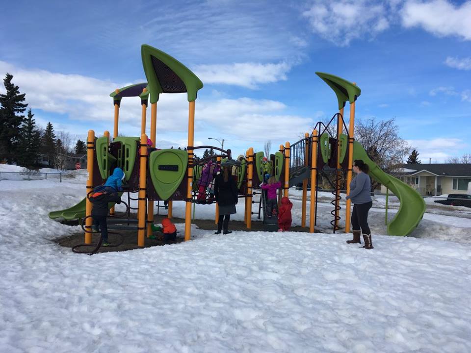 Playing outside in winter