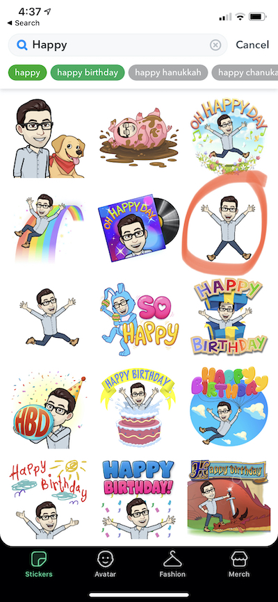 Selecting a Bitmoji to use for a flat teacher letter