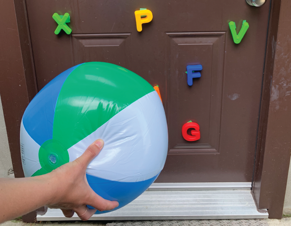 beach ball letter slam preschool toddler gross motor skills activity