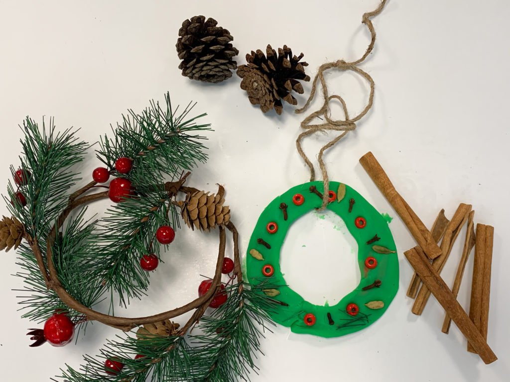 salt dough christmas wreath fine motor activity for preschoolers and toddlers